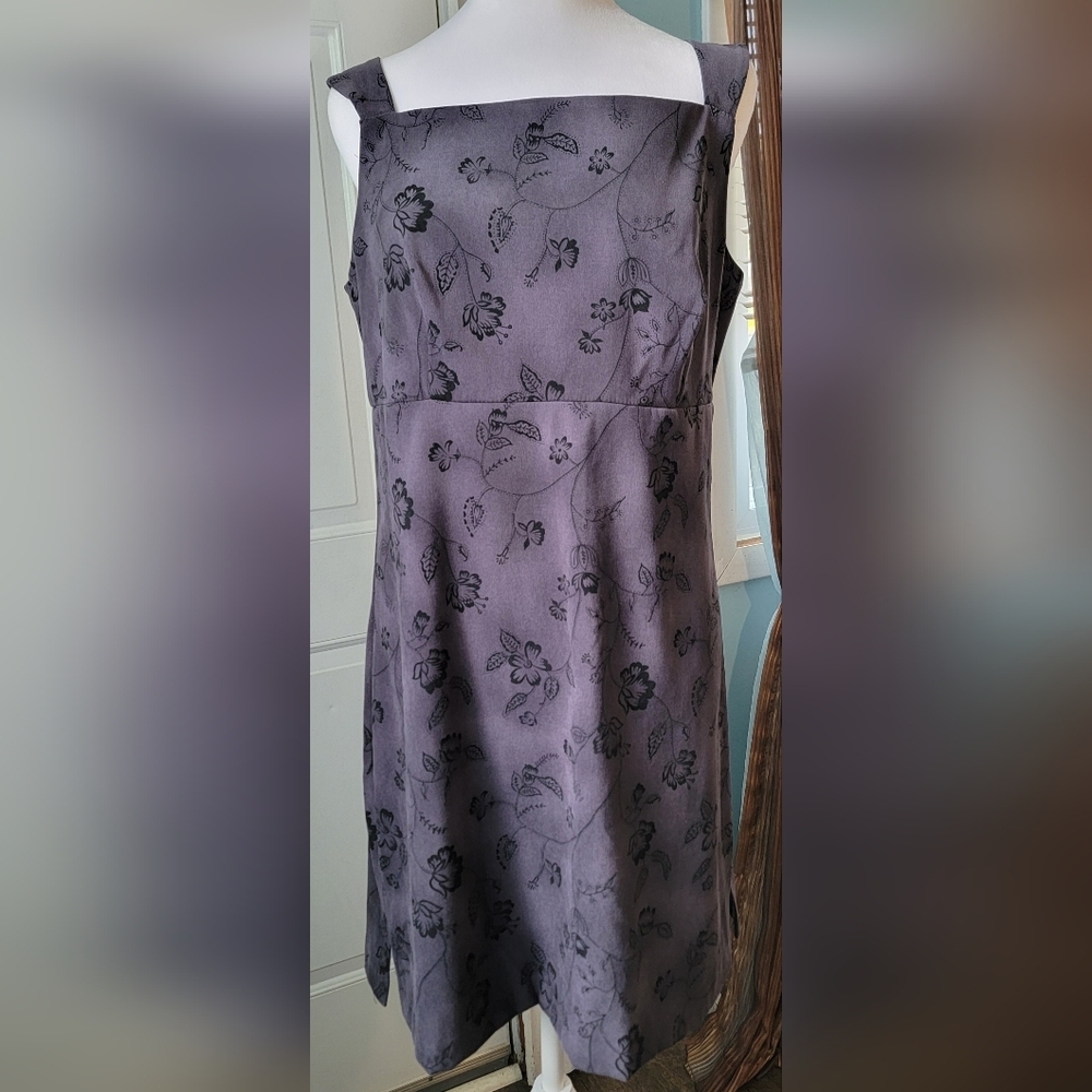 Y2K Whimsgoth Rampage Mini Dress Juniors 11 Black Gray Boho Floral Sleeveless